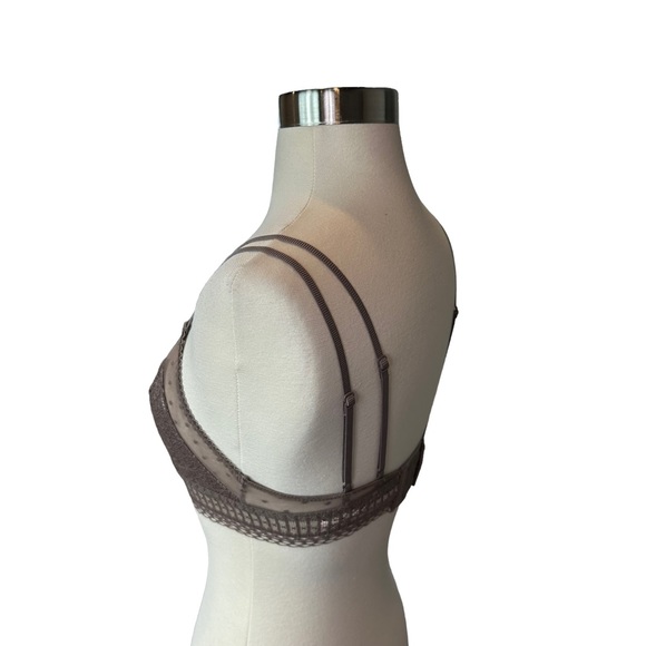 Victorias Secret Bra Women Bralette Lace Mesh Adjustable Straps Gray Extra Small - Picture 12 of 12